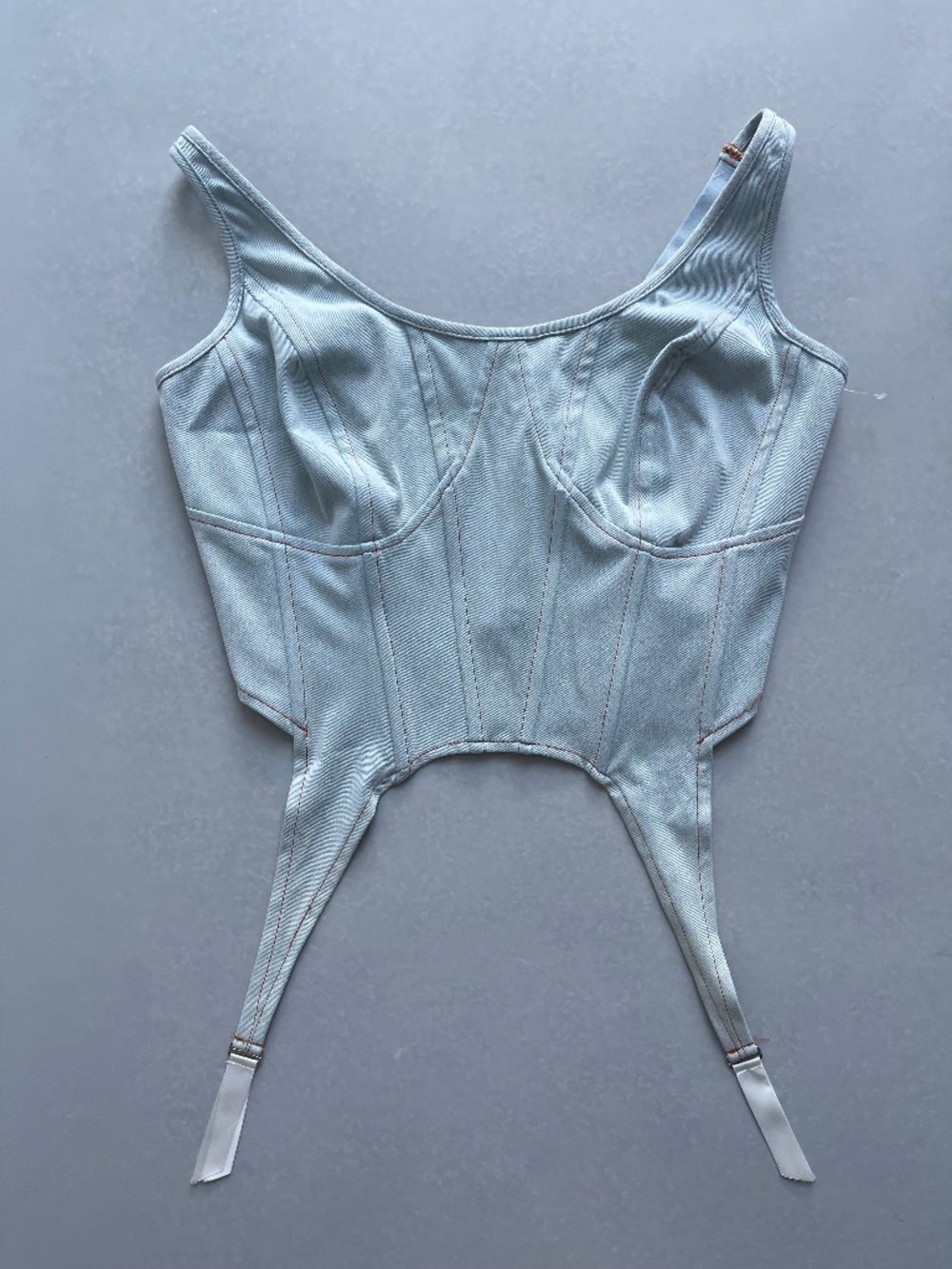 Yitty Denim Corset Top 2X Light Wash Zip Back Bustier Plus Size